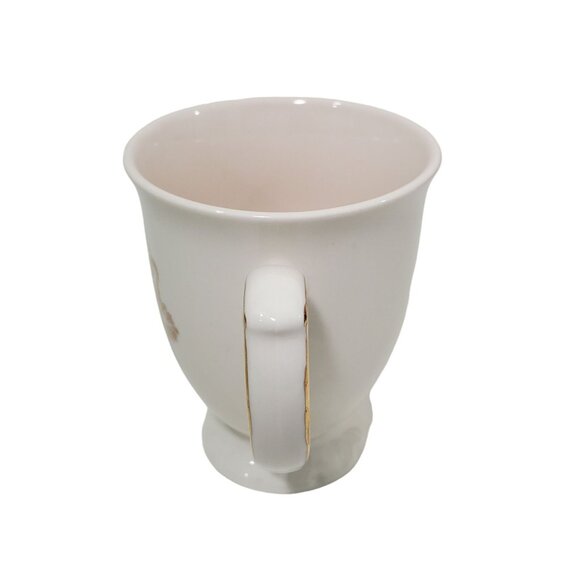 Gold Accent Monogram Initial D Letter Footed Coffee Mug Cup Victorian Style - Picture 3 of 7